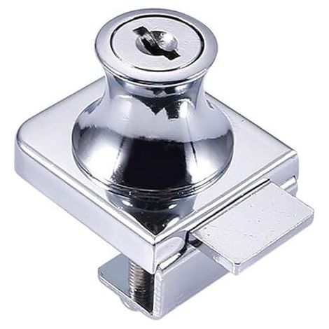 Furniture Cylinder Lock Snap Screws, Simultaneous Latch Lock, Zinc Alloy Glass Cabinet Glass Door Lock with 2 Keys MUMU