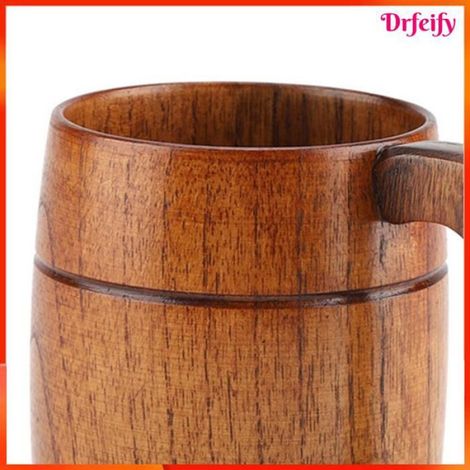 Tasse à bière en bois - - Classique - Grande capacité - Poignée confortable - Bois massif (1/4)