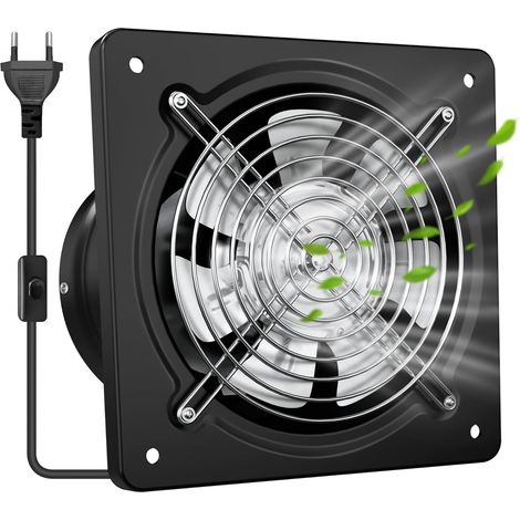 Extracteur d’Air 250mm 1680m³/h – Ventilation Extracteur Silencieux avec Clapet Anti-Retour, Améliore l’Air Chaud dans Salle de Bain, Cuisine, Garage & Sous-Sol – Noir (1/5)