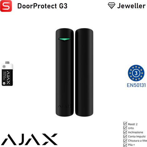 130591 - Superior - Superior DoorProtect G3 Jeweller - Rilevatore di apertura, urti e inclinazione wireless con relè reed, sensori di urlo, inclinazione e mascheramento - Ajax sicurezza professionale