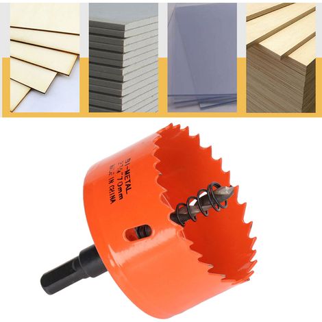 La scie cloche bimétallique de 2-3/4 pouces avec un mandrin robuste, la scie cloche HSS, est utilisée pour la fabrication de planches de jeu de cornhole, de bois, de PVC, de plaques de plâtre, d'alumi (1/5)