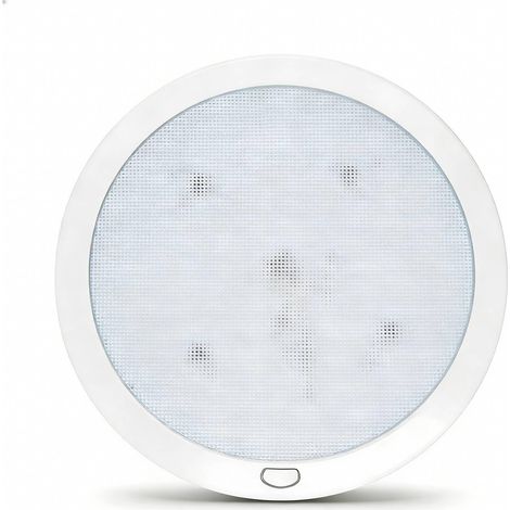 Plafonnier LED 12v pour Camping Car, 22CM Ronde Ultra Plat, Lumière 3000K Blanc Chaud Dimmable avec Veilleuse Bleue, Éclairage Intérieur pour Caravane, Fourgon, Bateau, Blanc Moderne (1/5)