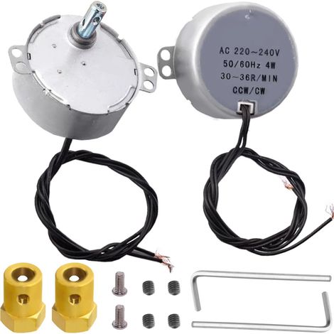 2 Pièces Moteur Synchrone TYC50 30-36RPM AC220240V 4W CW/CCW 50/60Hz Moteur rotatif à aimant à deux trous avec connecteur de couplage flexible de 7 mm, pour platine micro-ondes/chauffage/DIY (1/5)