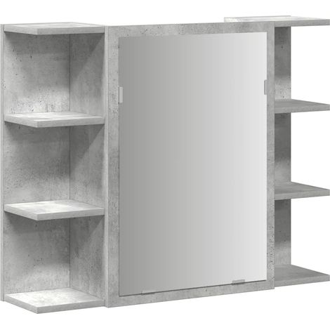 Armario con espejo moderno para baño 80 x 20,5 x 64 cm amplio espacio de almacenamiento fabricado en aglomerado gris hormigón 020050719 (1/5)