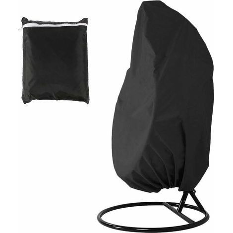 Couverture de Chaise Suspendue 190 X115cm Oeufs Chaise Fauteuil Suspendu Imperméable et Anti-poussière Anti-UV Housse Fauteuil Suspendu Extérieur Jardin (Noir) (1/5)