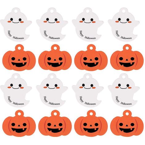 Étiquettes à suspendre pour Halloween, étiquettes cadeaux amusantes et tendance, pendentifs en papier à faire soi-même-5.50X5.00X0.10CM-Orange (1/4)