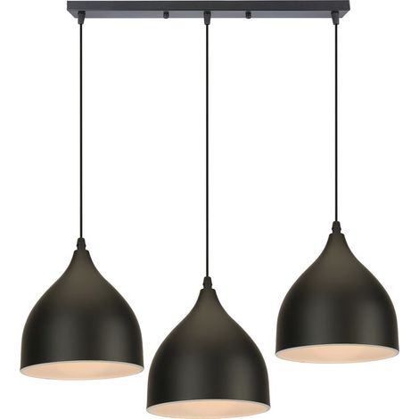 Suspension Luminaire Créative Vintage Lampe À Suspension Rétro Antique 3 Lumières Plafonnier E27 Moderne Pour Café Bar Grange Noir (1/5)