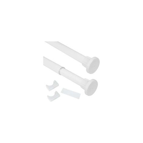 Tringle Rideau sans Percage Tringle Rideau Extensible Barre Rideau Douche et Barre telescopique pour salle de bain, fenêtre, penderie, Tringle à Rideaux en Inox 50-80 cm, Blanc (Φ 25 mm)