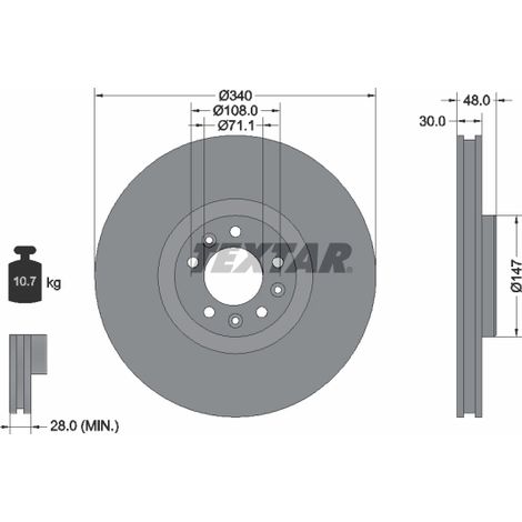 Lot de 2 Disques de frein Textar 92256003 CITROËN 1611840980 1618864280 424988