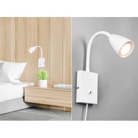 Flexible LED Leselampe, Wandleuchte mit & ohne Stecker, Weiß matt (1/5)