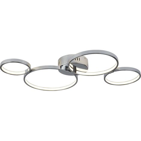 Plafoniera Moderno Solexa Acciaio Cromo Policarbonato Bianco Led 34,74W 3000K (1/5)