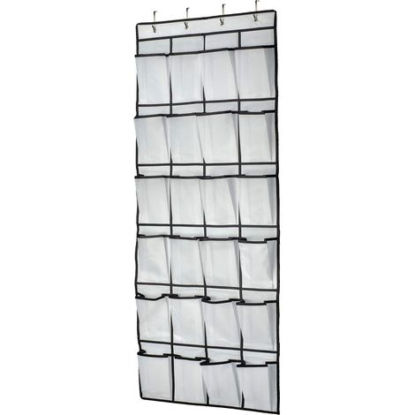 Organisateur De Chaussures - 24 Poches En Maille - Suspendu Sur Porte - 4 Crochets - 150 X 55 cm - Pour Chambre Armoire Salle De Bain (1/5)