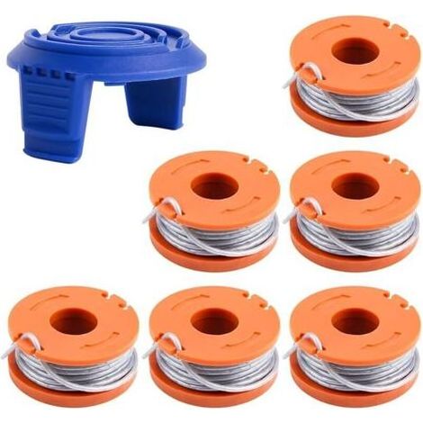Bobine de fil pour débroussailleuse, diamètre 1,65 mm, longueur 3 m, compatible avec modèles MacAllister MGTP18Li, WG150, WG151 (6 bobines + 1 capot de protection – référence WX150 / TLW-01-1) (1/5)