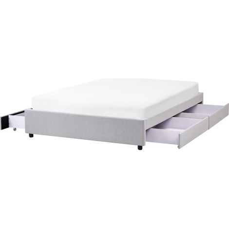 Letto matrimoniale in Tessuto beige chiaro con Cassetti 140 x 200 cm Montpellier