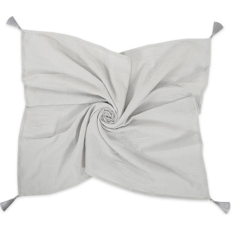 Manta de muselina para bebé con borlas - Gris (1/4)