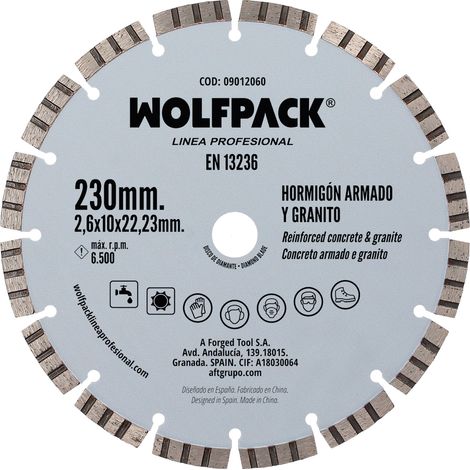 Disque Diamant Béton Armé/Granit Ø 230 mm. (1/4)