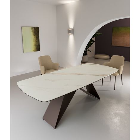 Thanos Table Fixe (220x110 cm) en Céramique Marron