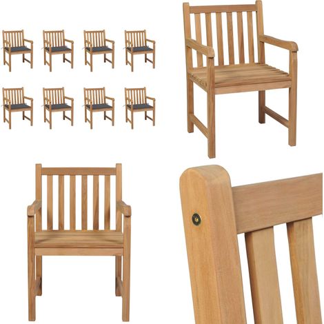Chaises de jardin lot de 8 avec coussins anthracite Bois teck - Chaise De Jardin - Mobilier De Jardin - Set De Chaises - Terrasse - Jardin - Home & Living (1/5)
