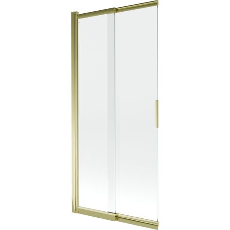 Mexen Fox paroi de baignoire 2 volets coulissante 85 x 150 cm, transparent, doré - 891-085-002-50-00 (1/5)