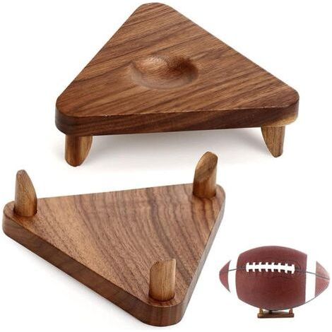 Lot de 2 Présentoir pour ballons de football en bois - Présentoir de basket-ball - Support de ballon de football en bois - Présentoir pour ballons de sport en bois (1/4)