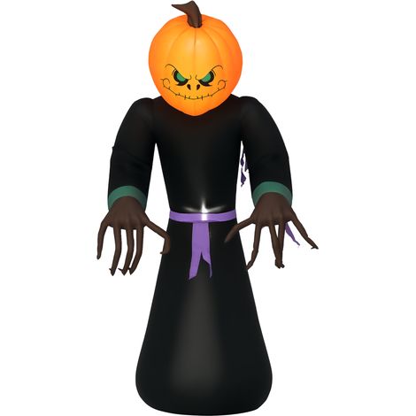 HOMCOM Inflatable 2.1m Tall Pumpkin Man Halloween Yard Decoration Light Up (1/5)