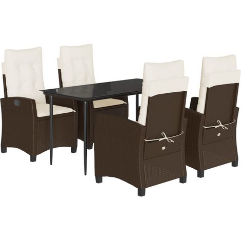 Maison Exclusive - 5-tlg. Garten-Essgruppe mit Kissen Braun Poly