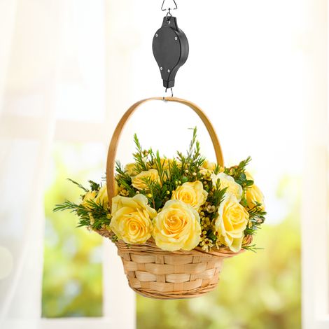 Soporte para macetas [Negro] Sistema de rodillos telescópicos ajustables para plantas [Plástico ABS] Longitud máxima de extensión 90 cm [Gancho de metal] Capacidad de carga 15 kg (1 unidad) (1/5)