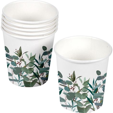 10 gobelets en carton Branche d'eucalyptus