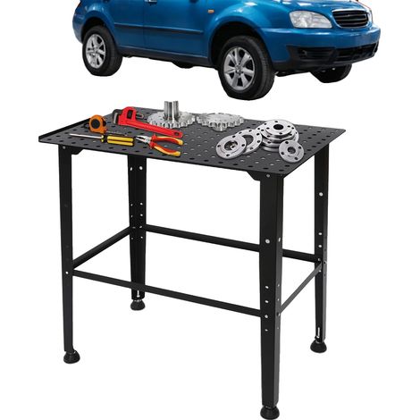 Mesa de soldadura, acero al carbono de alta resistencia, soportes ajustables, color negro. (1/2)