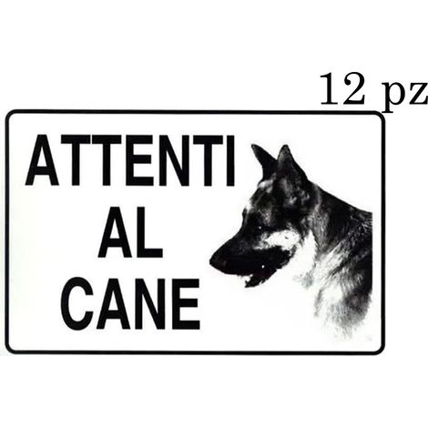 Cartello attenti al cane 12pz plastificato biadesivo targa segnelatica 30x20cm (1/5)