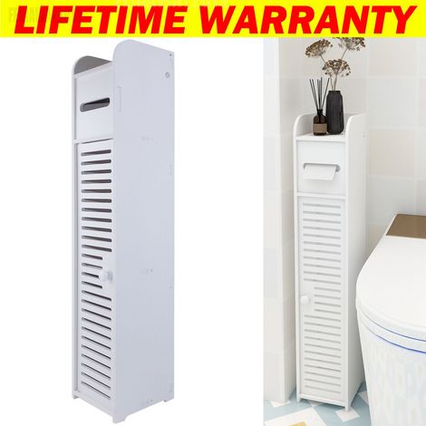 Waterproof Bathroom Cabinet Free Standing White Floor Storage Shelf Cupboard NEW