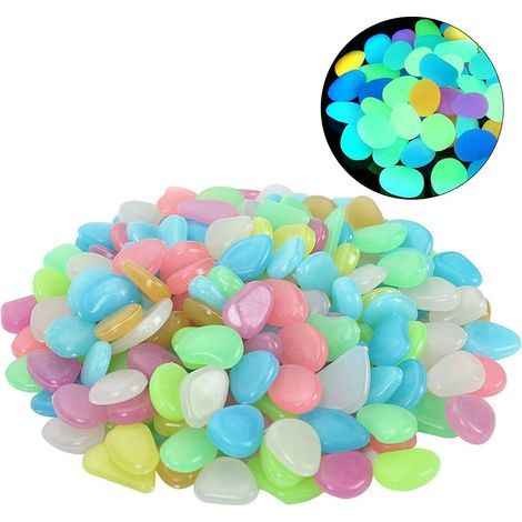 Galets Lumineux Solaires, 200 Pièces Cailloux Colorés Aquarium, Galets Fluorescents dExterieur, Pierres Décoratives pour Jardin Aquarium Parc, Résine Synthétique, Couleur Mélangée (1/5)