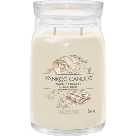 YANKEE CANDLE SIGNATURE BOUGIE PARFUMÉE GRANDE BOUGIE CHAUDE EN POT EN CACHEMIRE AVEC DOUBLE MÈCHE MÉLANGE DE CIRE DE SOJA (1/3)