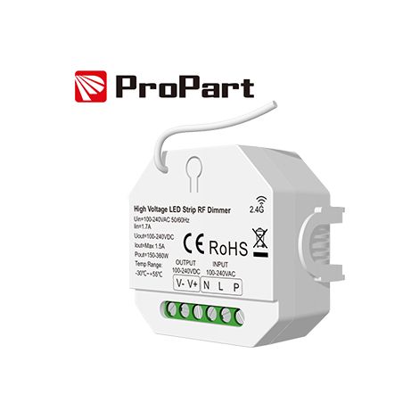 Dimmer RF LED 1 Canale - 1.5A, 100-240V per Strisce LED ad Alta Tensione