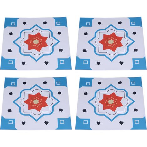Lot de 4 stickers muraux 3D effet marbre, adhésifs autocollants pour carrelage, déco salle de bain, cuisine et chambre (1/5)