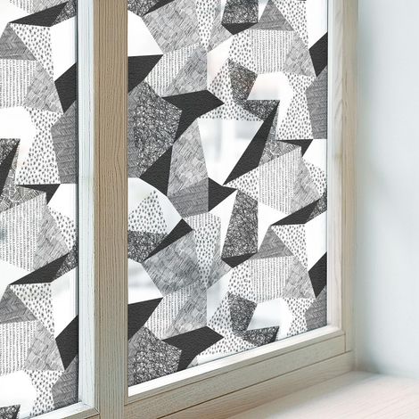 Film Dépoli pour Vitre 100x100 cm Vitrail Collés sur le Verre Protection PVC pour Chambre Cuisine Salle de Bain Adhésif Décoratif figures géométriques (1/5)