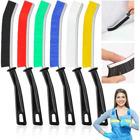 6 Pièces Brosse de Nettoyage des Interstices, Brosse à Joints Carrelage - Brosse Poils Durs pour Salle de Bain, Cuisine, Fenêtre & Rainures, Poignée Ergonomique (1/5)