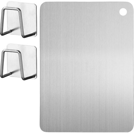 Planche a Decouper en Titane, Inox Titanium Cutting Board, Planche à Double Face de Qualité Alimentaire, Acier Inoxydable 304, pour Viande, Fruits, Anti-Moisissure, Fromage et Légumes (1/5)