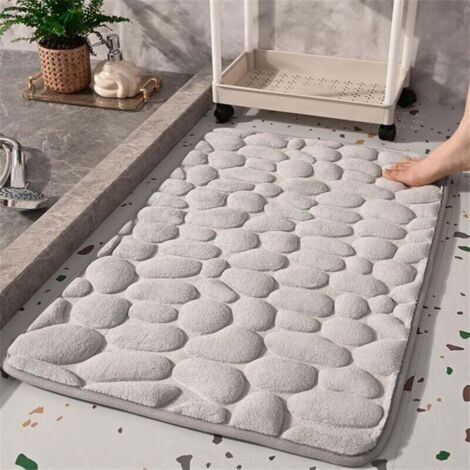 Tapis de bain absorbant en galets : Tapis de bain absorbant et antidérapant conçu pour votre sécurité et votre confort, 40 x 60 cm
