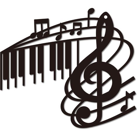 CREATCABIN Murale Métal Note Musique Décoration Murale Plaques Ornements Sculpture Murale en Fer Signe pour Intérieur Extérieur Maison Salon Cuisine Jardin Bureau Décoration Cadeau Noir 8.1" x 7.1" (1/5)