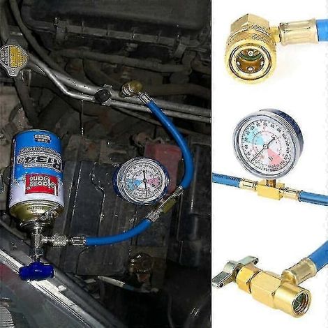 LYERCW - Kit de recharge de réfrigérant R134a pour climatisation automobile avec manomètre - Outil de recharge pour climatisation automobile (1/4)