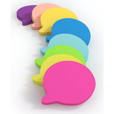 Notes autocollantes en forme de bulle, 75 x 75 mm, 8 couleurs vives, 8 blocs de 80 feuilles, 640 feuilles au total, Office Products, 8 unités (1/2)