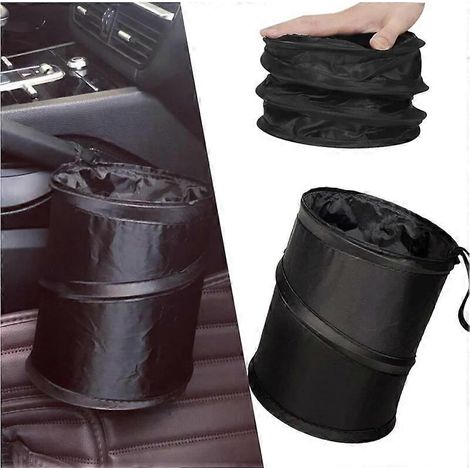 Poubelle de voiture noire, petite poubelle de voiture, poubelle de voiture pliable, poubelle de voiture portable, universelle et étanche, convient pour (1/5)