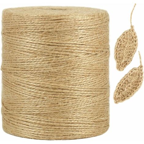 300m corde de chanvre naturel, 1mm fine corde brune pour l'artisanat, crochet, emballage cadeau, jardinage et décoration de Noël (1/4)
