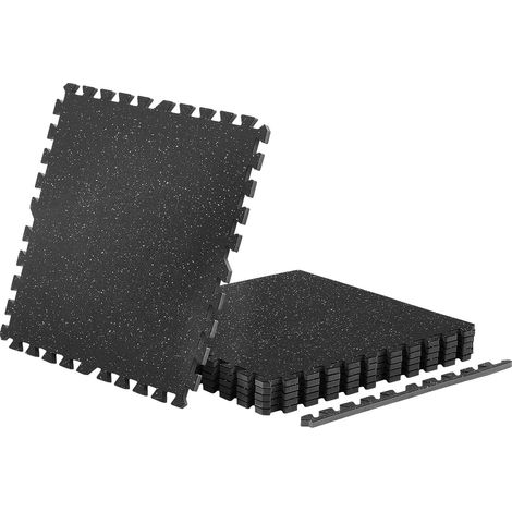 Tapis de sol puzzle 12 pièces, 610x610x14 mm, mousse EVA haute densité, dalles imbriquées souples, protection sol pour gym maison et bureau. (1/5)