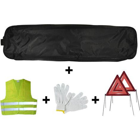SAC NOIR KIT D’URGENCE GARNITURE + 2TRIANGLES + GILETS + GANTS  JBM53183