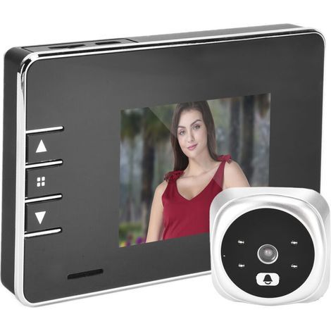 Sonnette Vidéo Numérique sans Fil, Caméra Judas avec Moniteur LCD 2,7 Pouces, Caméra œil de Chat de Surveillance électronique, Objectif HD Grand Angle 120 °, Vision Nocturne IR (1/4)
