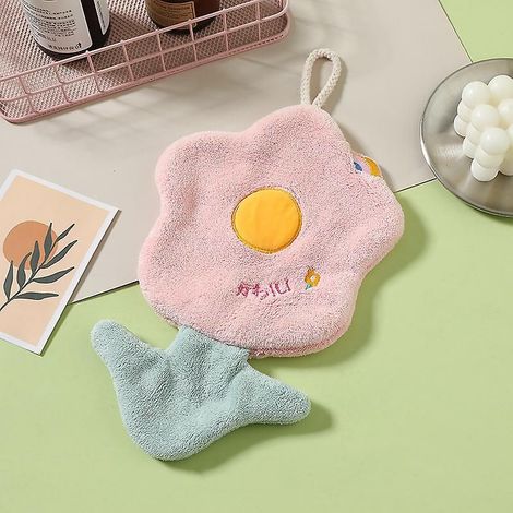 cute Flower Kids Towel (pink), Hand Towel, Absorbent Quick Dry Microfibre Towel Bath Towel With Hanging Loop Kitchen & Bathroom (1/5)