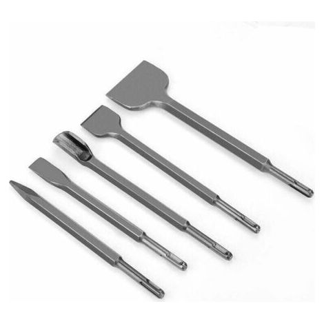 5pcs Burin Carrelage SDS -plus, Burin Coffret, Burin Perforateur Beton Pour Enlevement De Béton Et Carrelage De Sol Et Mur (1/3)
