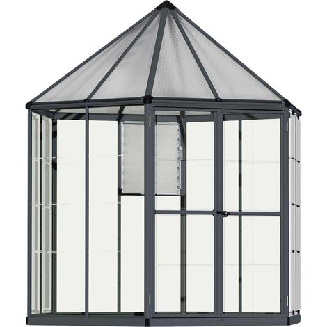 Palram – Serre de jardin polycarbonate 3,8m² hexagonale – Panneaux double paroi résistants aux UV – Cadre aluminium renforcé – 704053